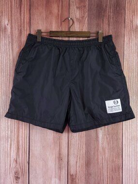 Sergio Tacchini Varenna Shorts Mens XL Nylon Mesh Lined Drawstring Swim Black